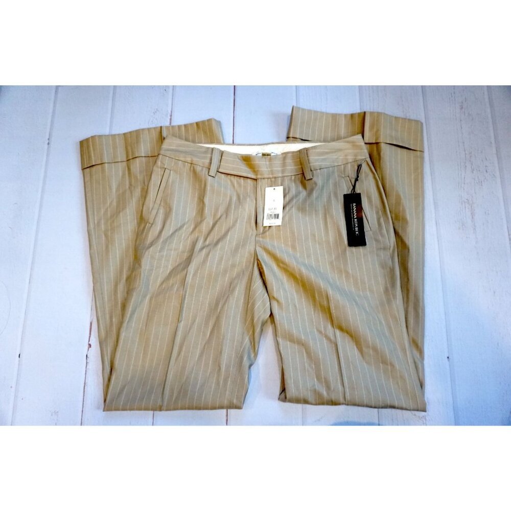 Banana Republic Striped Wool/Silk Martin Fit Wide Leg Pants - Size 6, NWT - Picture 2 of 9